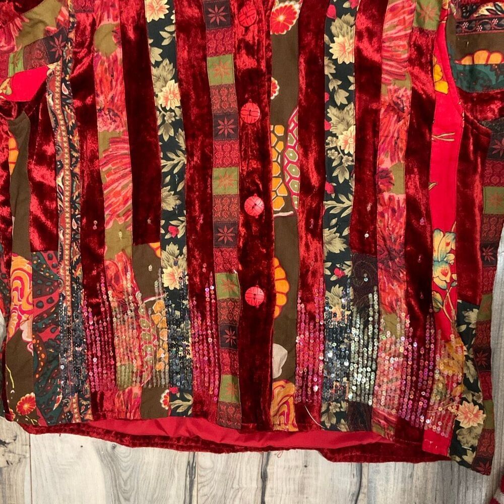 Vintage Coldwater Creek Velvet patchwork jacket size large - Picture 12 of 13